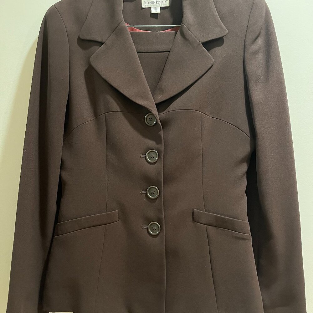 Bebe Brown Skirt Suit Size 8
